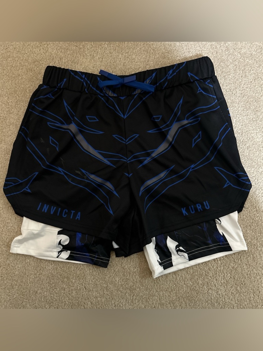 Invicta Kuru Black Athletic Shorts with Blue Accents Anime X Gym